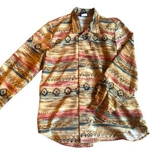 Vtg Aztec Print Blouse